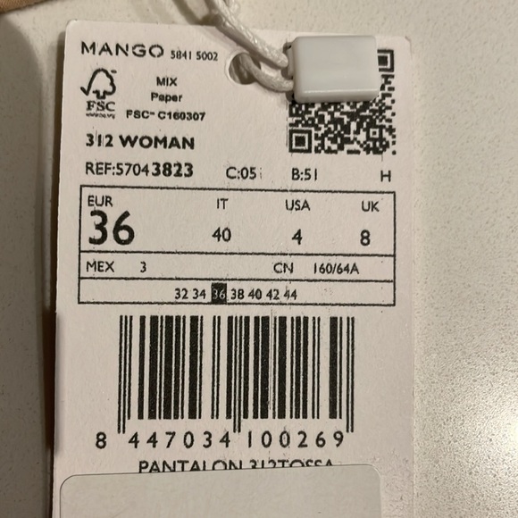 NWT ⚡️Mango⚡️ Pleated Trousers wth Turn-Up Waist - Picture 3 of 7